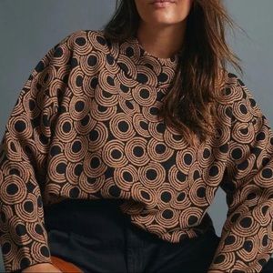 Maeve by Anthropologie Carys, mock neck oversize graphic print sweater.